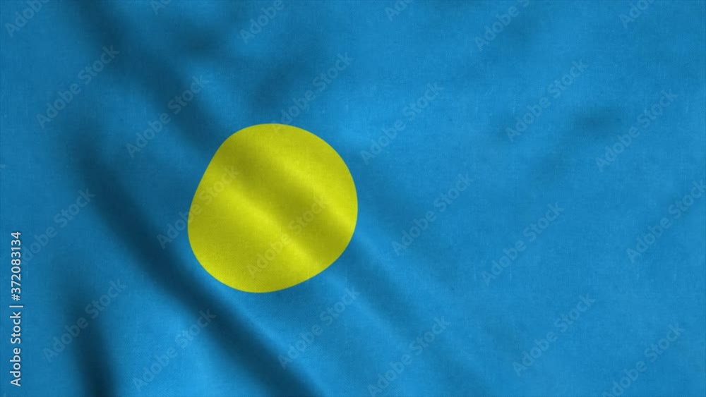 Palau National Flag 4K seamless loop animation of the Palauan flag