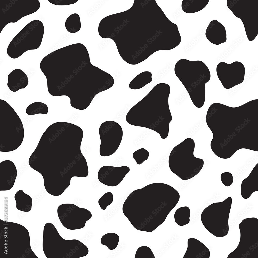Fototapeta premium Seamless pattern black and white. Cow hide background