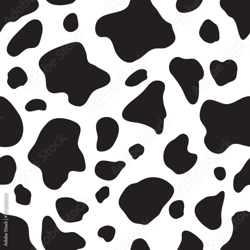 Seamless pattern black and white. Cow hide background