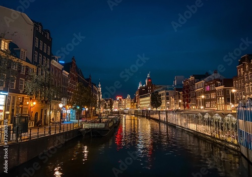 Night view of Amsterdam, Netherlands