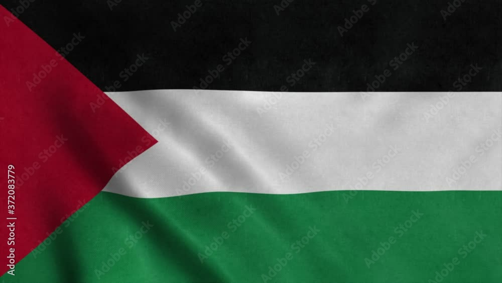 Palestine National Flag - 4K seamless loop animation of the Palestinian flag. Highly detailed realistic 3d rendering Palestine National Flag - 4K seamless loop animation of the Palestinian flag. Highly detailed realistic 3d rendering