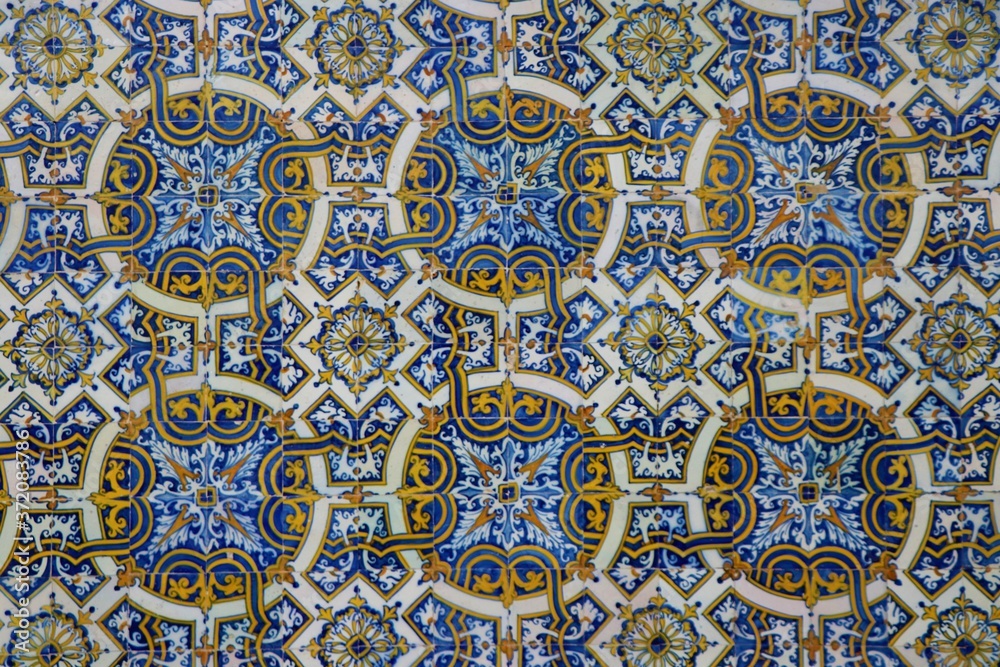 Portuguese glass tiles with traditional pattern 