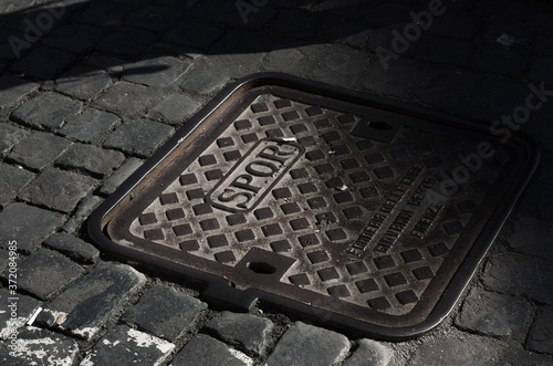 Photography manhole with slogan SPQR in Rome