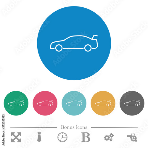Car trunk open dashboard indicator flat round icons