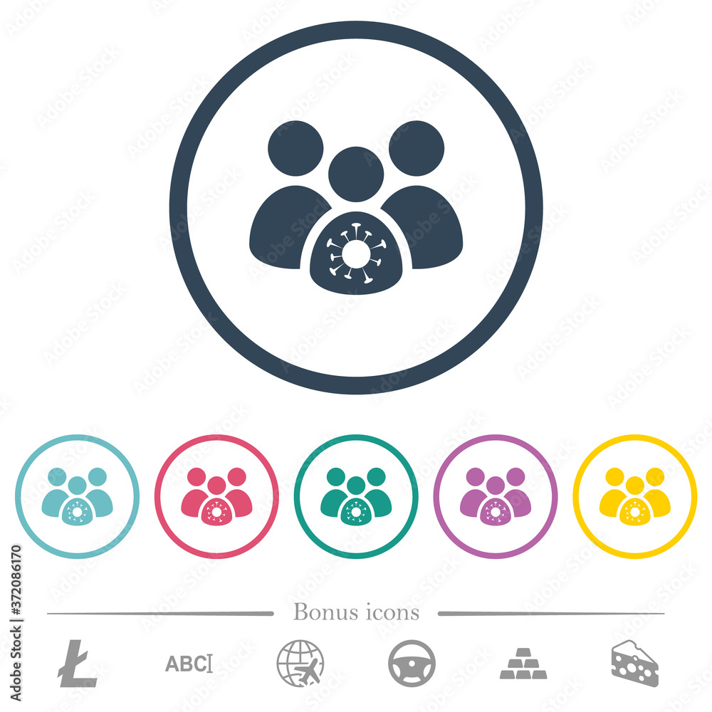 Group covid infection flat color icons in round outlines Group covid infection flat color icons in round outlines