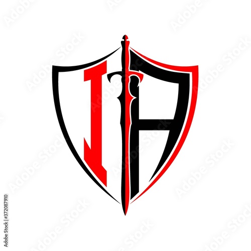 initials I A Shield Armor Sword for logo design inspiration