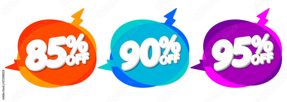 Set Sale tags, discount speech bubble banners design template, app icons, vector illustration 