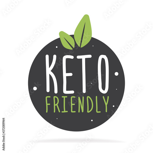 Keto friendly hand drawn lettering. Vector flat illustration. Healthy food Eco text.
