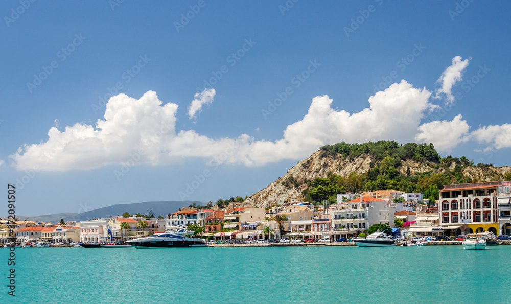 Picturesque landscape of Zakynthos town. Zakynthos island on Ionian Sea is situated on the west of Greece.