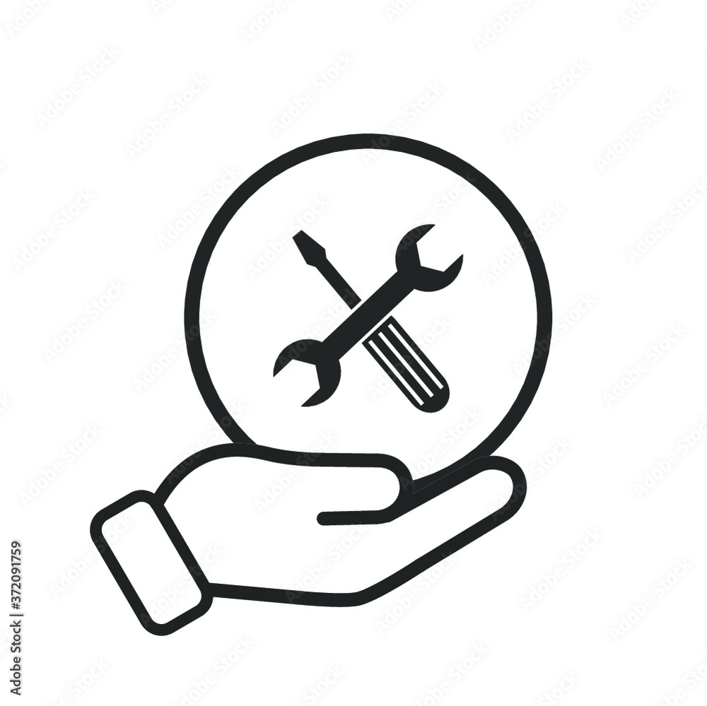 hand holding repair sign hand holding repair sign
