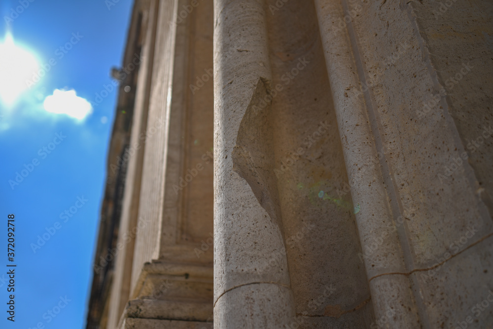 Crashed column in old town in Spain