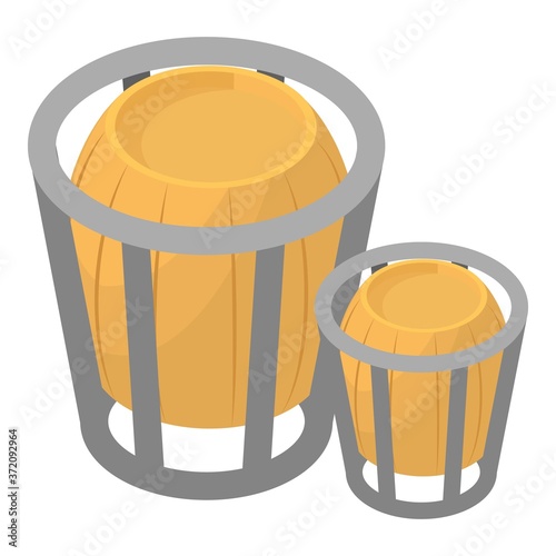 Wooden trashcan icon. Isometric illustration of wooden trashcan vector icon for web
