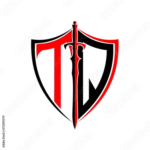 initials T Q Shield Armor Sword for logo design inspiration