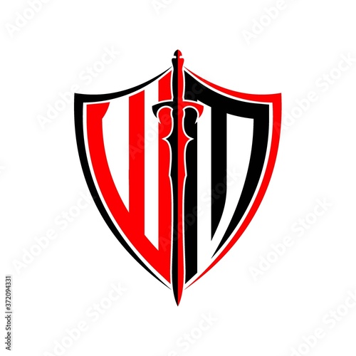 initials W M Shield Armor Sword for logo design inspiration