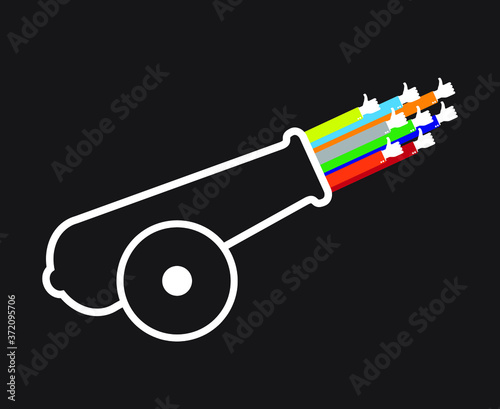 shooting cannon as powerful organized support symbol 