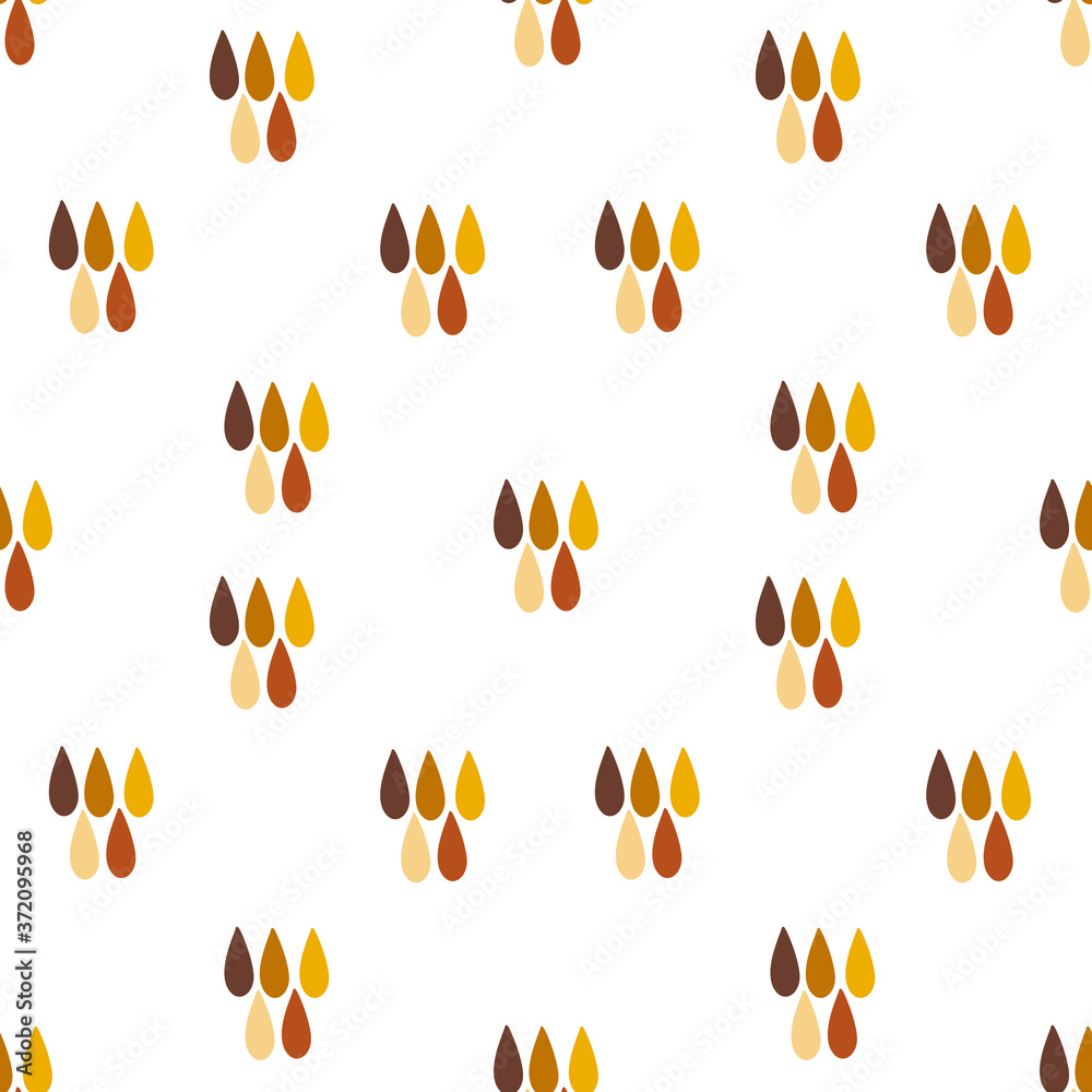 Seamless pattern of hand drawn raindrops in honey, yellow and brown colors on white background, vector illustration Seamless pattern of hand drawn raindrops in honey, yellow and brown colors on white background, vector illustration