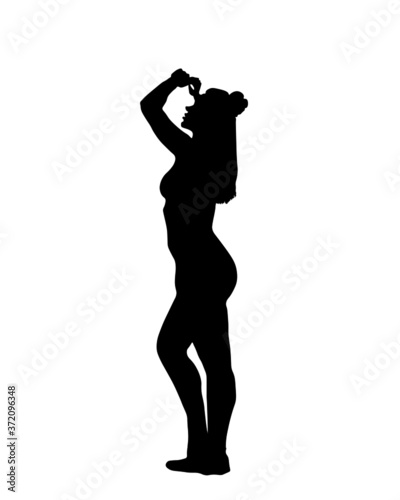 Woman with long hair, pose, fashion model, woman body, posing for the camera, silhouette