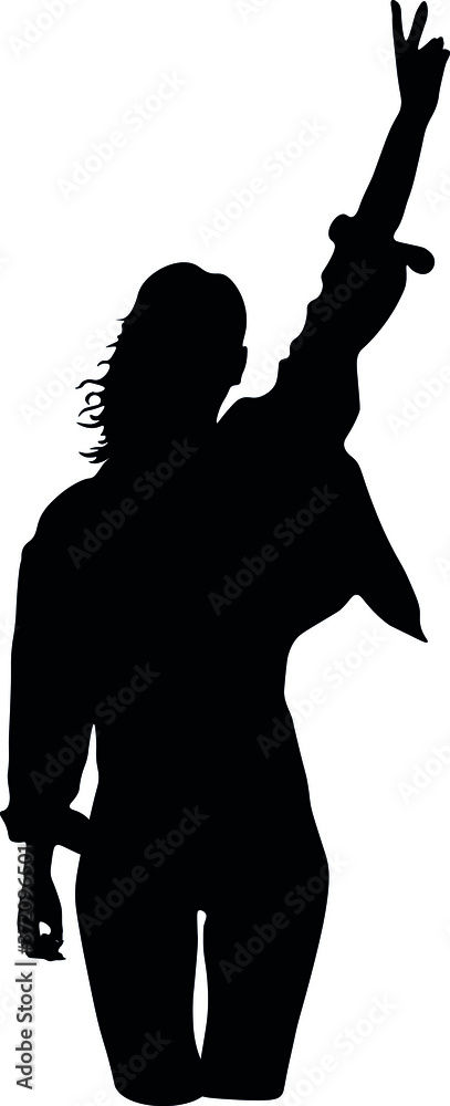 Woman with long hair, pose, fashion model, woman body, posing for the camera, silhouette