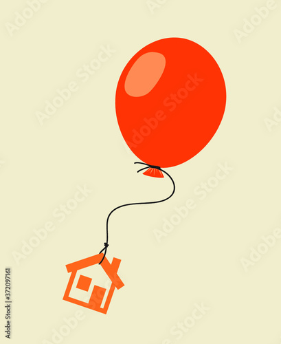 dream home flying away - volatile house pricing illustration