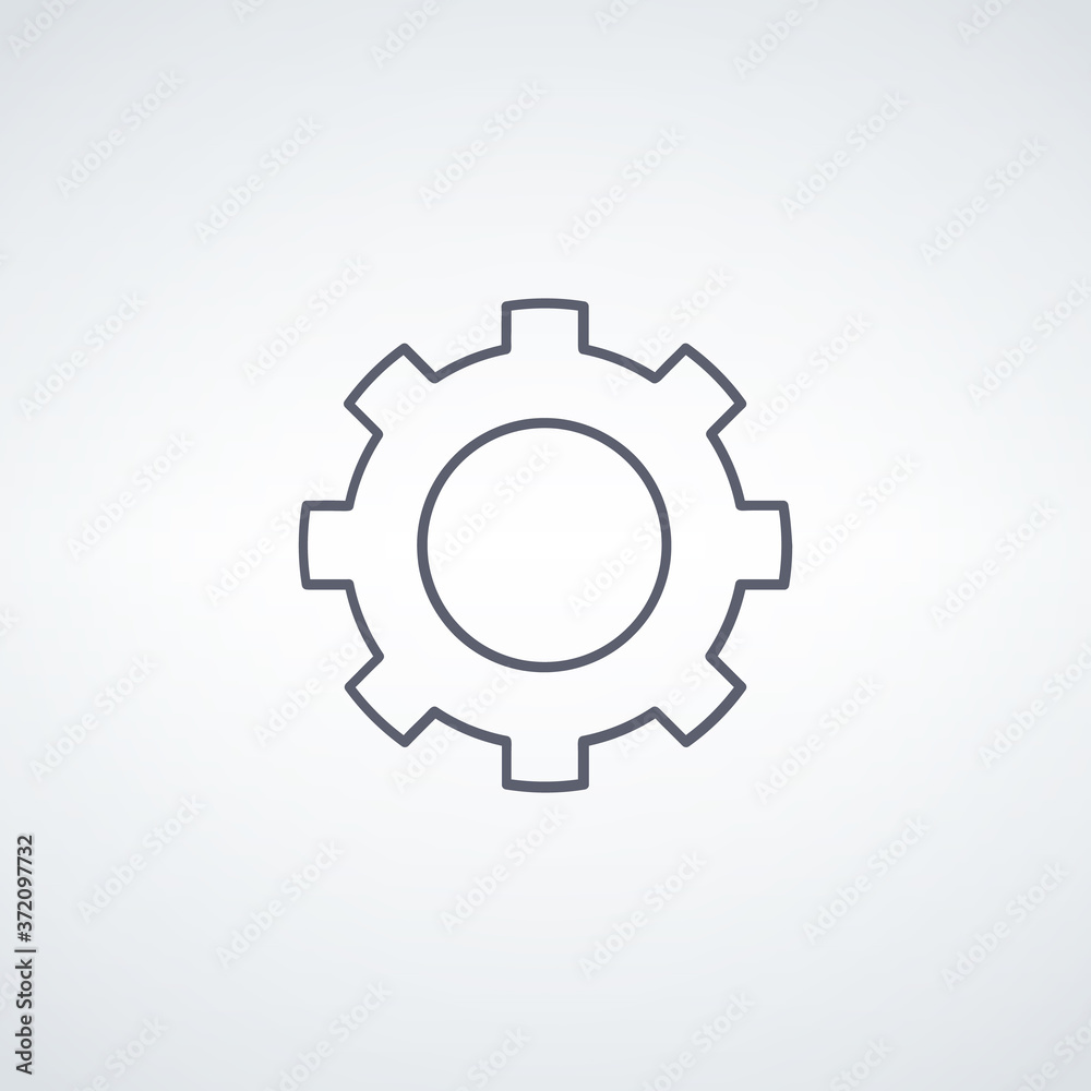 Gear, linear icon. engineering mechanical cogwheel icon. Stock vector illustration isolated on white background.