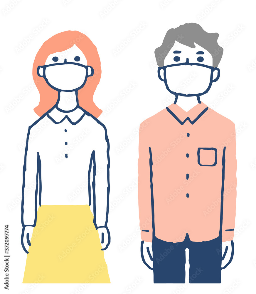 マスクをしている2男女人