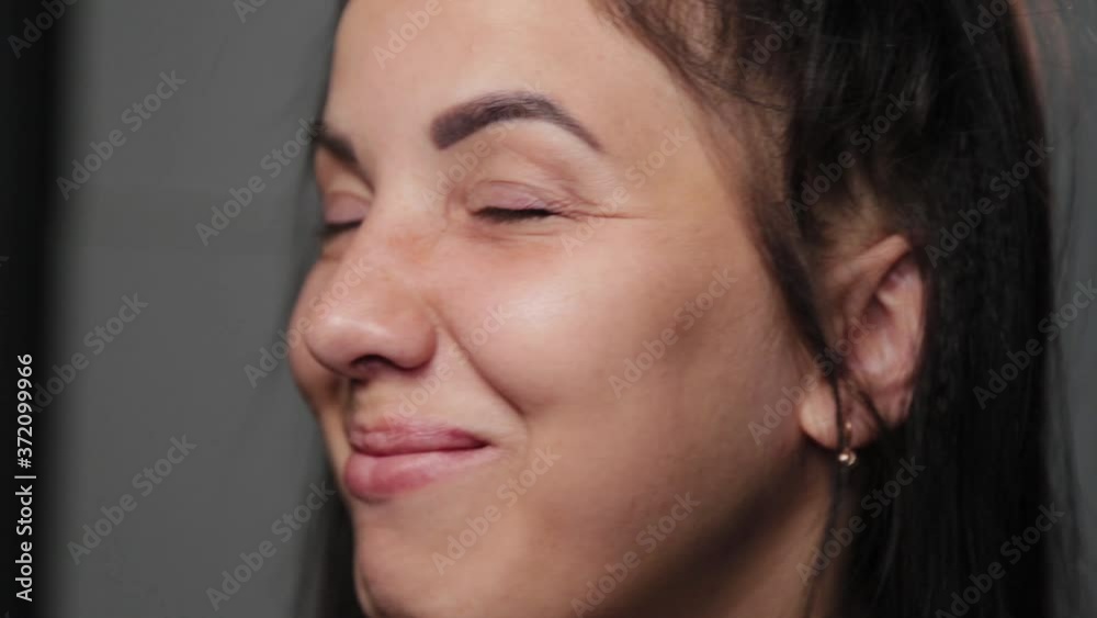 Beautiful woman after permanent eyelid makeup. Beautiful woman after permanent eyelid makeup.