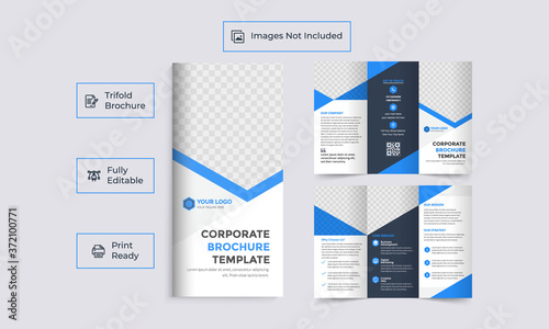 business trifold Leaflet Brochure Flyer report template vector minimal flat design set, abstract threefold,  photo