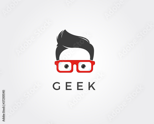 minimal geek logo template - vector illustration