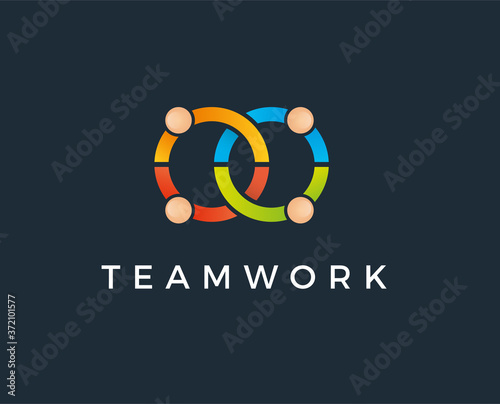 minimal teamwork logo template - vector illustration
