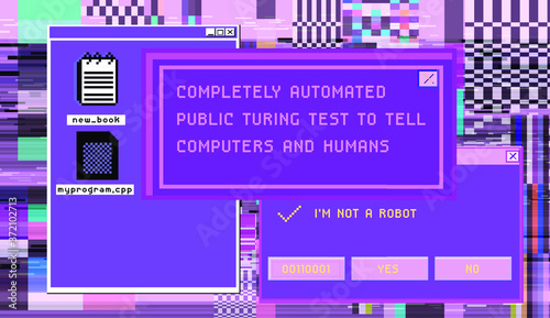 Old user interface elements, retro message box with buttons. Vaporwave and retrowave style aesthetics.