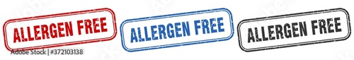 allergen free square isolated sign set. allergen free stamp