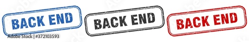 back end square isolated sign set. back end stamp