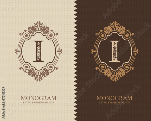 Letter emblem I template, Monogram design elements, Calligraphic graceful template, Elegant line art logo, Business sign for Royalty, Boutique, Cafe, Hotel, Heraldic, Jewelry, Wine