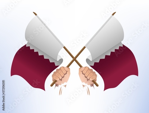 Flags fluttered across from the country of Qatar