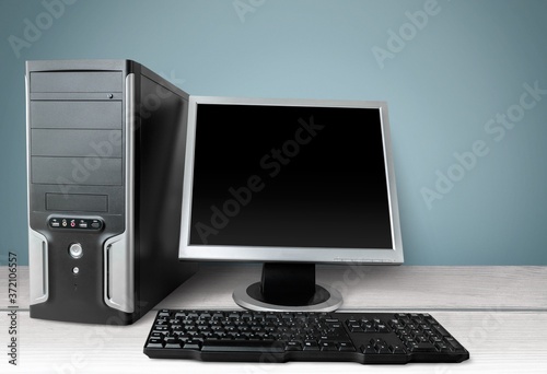 Classic desktop computer with a monitor on the desk