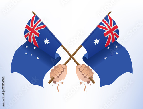 Flying flags cross from Australia