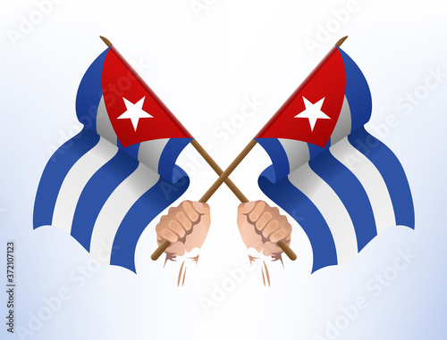 Flying flags cross from Cuba
