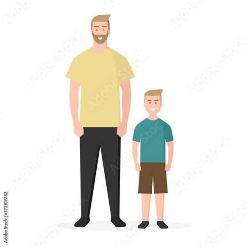 Familia. Familia moderna. Padre e hijo. Concepto de seguro médico familiar. Ilustración vectorial estilo plano aislado en fondo blanco © Frank