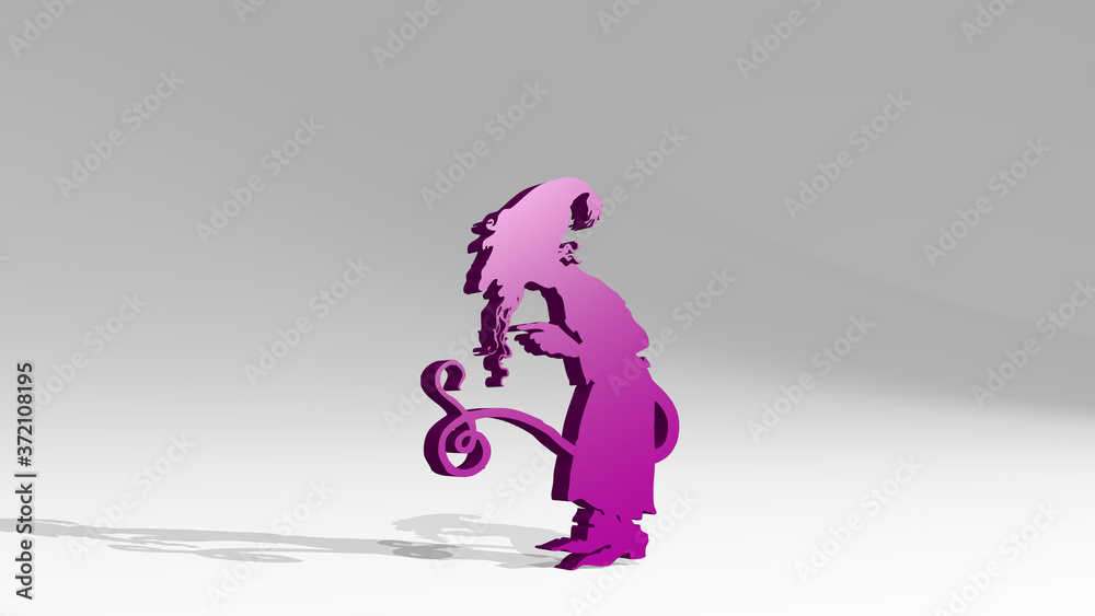 Fototapeta premium wizard 3D drawing icon on white floor, 3D illustration for magic and background