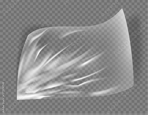 Close up vector on a plastic transparent cellophane bag on white background. The texture looks blank and shiny.