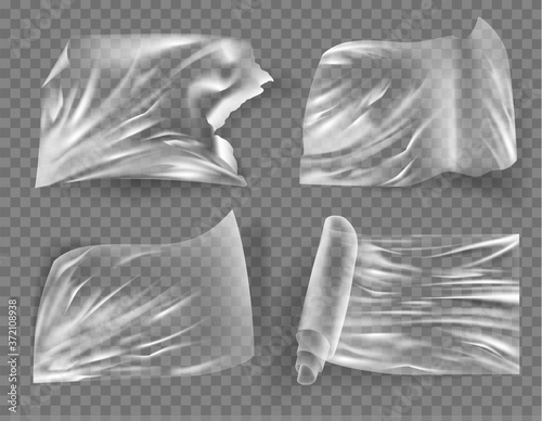 Close up vector on a plastic transparent cellophane bag on white background. The texture looks blank and shiny.