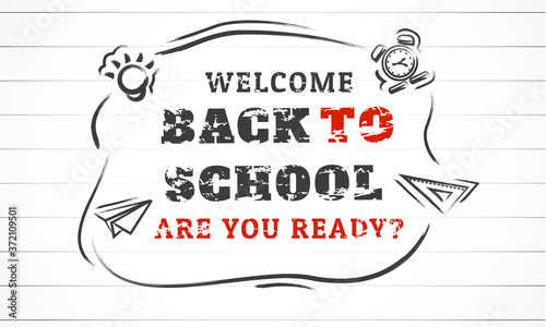 Hand draw back to school vector background with school element design template. Colorful back to school for invitation, poster, banner, card, sale, promotion ect.