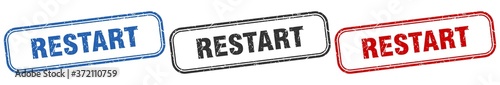 restart square isolated sign set. restart stamp