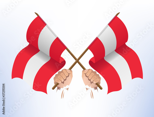 Flying flags crossed from Austria