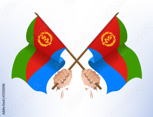 Flying flags crossed from Eritrea