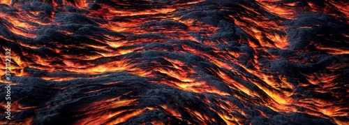 Incandescent lava river. photo