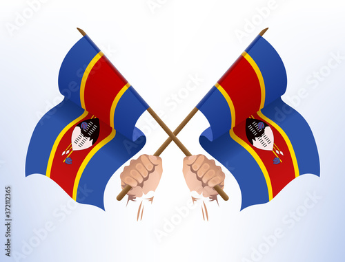Flying flags crossed from Eswatini