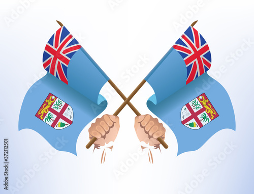 Flying flags crossed from Fiji