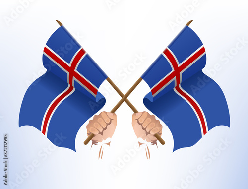 Flying flags crossed from Iceland