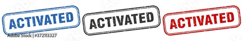 activated square isolated sign set. activated stamp